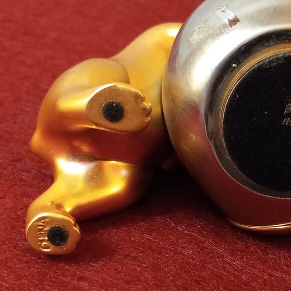 Gold tone Cat Fishing in Clock Bowl - Picture 5 of 6